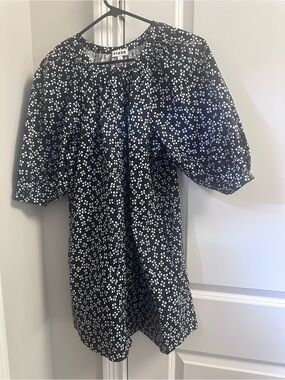STAUD Black Dress with White Floral Spot Print